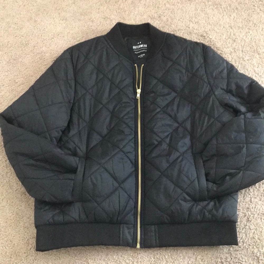 Cotton On bomber jacket in black with gold zipper